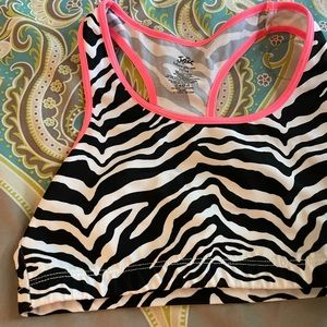 Justice zebra print sports bra